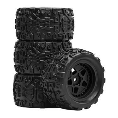 Imagem de Dynwave 4 peças de pneus RC de reposição em escala 1/18, dureza de 50 graus com padrão de dentes, aros de roda de 5 raios, diâmetro de 72,5 mm, Preto