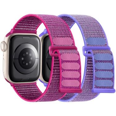 Imagem de WJK Pulseira masculina compatível com Apple Watch Series 11 10 de 46 mm, pulseira solo de nylon compatível com Apple Watch feminino de 42 mm, 45 mm, 46 mm, 49 mm, 44 mm, SE 2 3, lilás