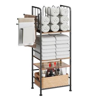 Imagem de Toalheiro livre de 3 camadas divisórias destacáveis em forma de M, suporte de metal durável, toalheiro de piscina, organizador de armazenamento de toalhas com economia de espaço, prateleira de toalha