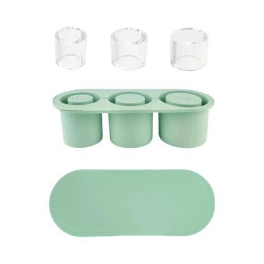 Imagem de Forma De Gelo Cilíndrica De Silicone Com Tampa E Recipiente Para Freez
