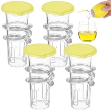 Imagem de Mini espremedor de limão portátil com 4 peças, extrator manual de suco cítrico com tampa, esprema e armazene suco de limão para bebidas, coquetéis, salada, frutos do mar, acampamento, cozinha