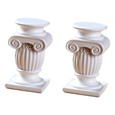 Imagem de IEUDNS 2 peças de suportes para velas de coluna grega, pilares romanos, suporte para fotos, peça central, estátuas de coluna romana, estatuetas para festa, Style D