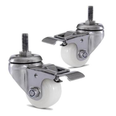 Imagem de 2 Rodizio giratório inox 2 pol. Roda nylon com espiga com freio - Cols