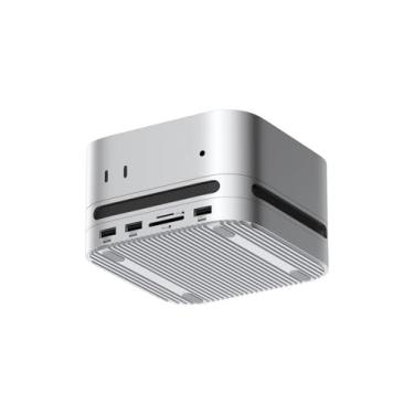 Imagem de Hagibis Hub Mac mini M4 com gabinete SSD M.2 de 40 Gbps e suporte à prova de poeira, estação de ancoragem USB-C dupla com capa SSD NVMe, SD4.0, Micro SD 4.0, USB 3.2 de 10 Gbps para Mac mini M4 Pro