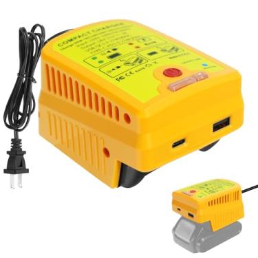 Imagem de Carregador de bateria para bateria Dewalt 20V, adaptador de carregador com carregamento rápido tipo C e porta USB, compatível com baterias de íon de lítio de 18V/20V/60V (sem bateria)