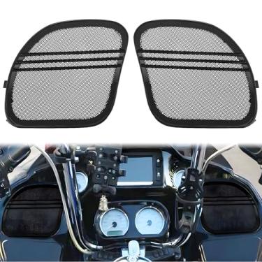 Imagem de VPZMT Grade de alto-falante de linha tripla para motocicleta com carenagem frontal adequada para Harley Road Glide FLTRX FLTRK FLTRXS FLTRUSE FLTRUSE FLTRXSE 2015-2023, preto, 1 par