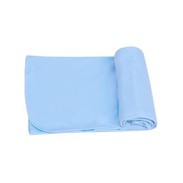 Imagem de Kit 2 Manta Cueiro de Malha 100% Algodão para Bebê 80x90 cm – Cueiro com Viés, Toque Macio e Hipoalergênico, Ideal para Berço, Carrinho, Colo e Enxoval - Azul