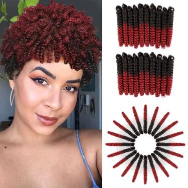 Imagem de BECUS Tranças de crochê de 50,8 cm para mulheres negras com diâmetro de cachos curtos sintéticos (8 mm) corte afunilado jamaicano de varinha saltitante 1 pacote (nº 1B preto natural/inseto)