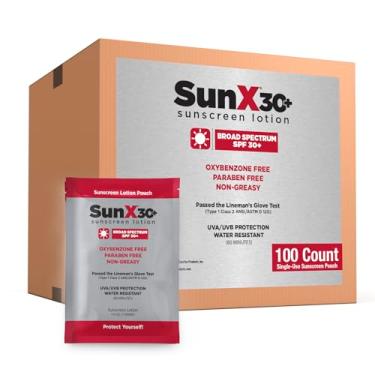 Imagem de CoreTex Pacote de proteção solar individual Sun X 30+ FPS tamanho de viagem - pacote com 100 parabenos, oxibenzona e protetor solar de amplo espectro livre de óleo - sem gesso branco e resistente à
