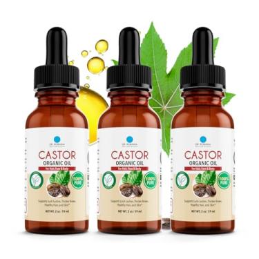 Imagem de Dr. Robaina Óleo de rícino orgânico – prensado a frio para crescimento do cabelo, cuidados com cílios e sobrancelhas, hidratação da pele e força das unhas – Hidratante vegano puro – Feito nos EUA, 118