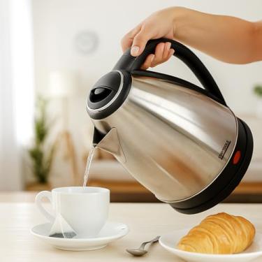 Imagem de Chaleira Elétrica Inox 2 Litros 127V 1000W - Aço Inoxidável, Jarra Térmica Inox, Base 360°, Desligamento Automático, Ferve Água Rápido Aquecimento para Chá Café Bebidas Quentes.