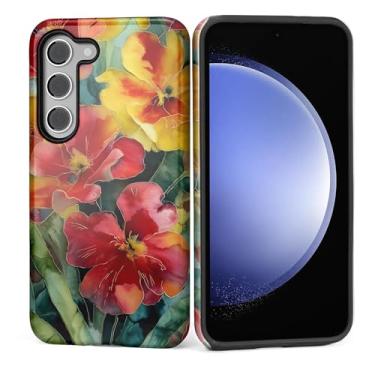 Imagem de Kapadiy Capa para Samsung Galaxy S23 Plus, design vintage floral feminino híbrido proteção dupla de silicone rígido PC à prova de choque, capa protetora antiarranhões para homens e mulheres