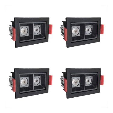 Imagem de 4 Mini Spot Downlight Duplo Led Embutir Varanda 3000K Bet56