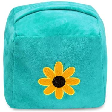 Imagem de CERAYOU Batente de porta decorativo pesado, batente de porta quadrado resistente com alça, protetores de parede de batente de piso de porta de tecido macio, girassol turquesa