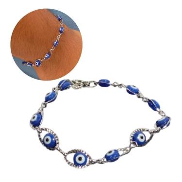 Imagem de Pulseira Feminina Olho Grego Aço Inox Luxo E Proteção