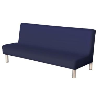 Imagem de XYTZHSAI Capa de sofá de seda leite, capa de sofá para sofá, capa elástica para futon, antiderrapante, capa dobrável confortável para futon, protetor de móveis macio e lavável (1, azul)