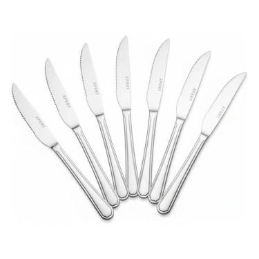 Imagem de Kit 12 Peças Faca Para Churrasco Beta Inox Aço Inoxidável Faca de Chur
