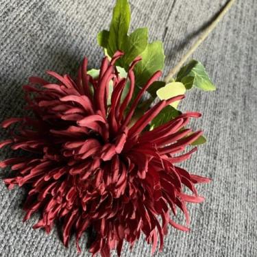 Imagem de Crisântemo de dragão artificial de seda - Flor artificial realista, decoração de mesa para quarto/sala de estar, ideal para decoração de Natal (1 unidade/1)