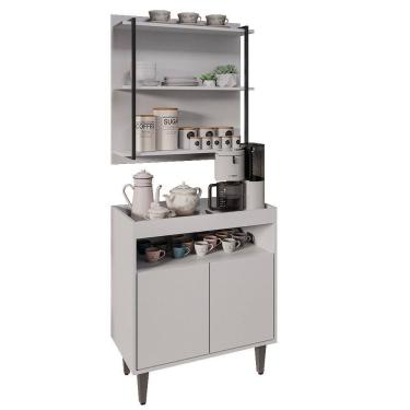 Imagem de Aparador Cantinho do Café e Painel 3 Prateleiras Flora M24 Branco - Mpozenato