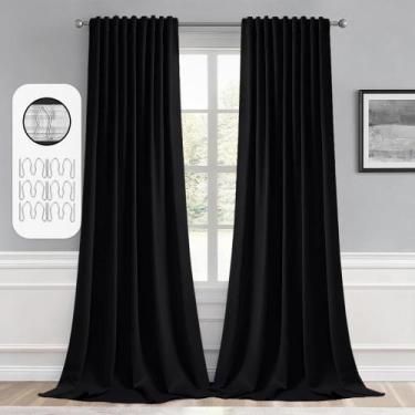 Imagem de Cortinas Blackout MIULEE Black 254 cm de comprimento, conjunto de 2 pa
