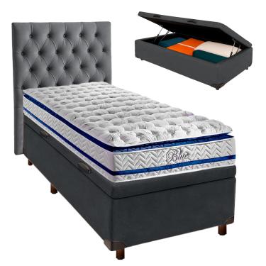 Imagem de Kit Cabeceira + Cama Box Bau  + Colchão Solteiro Molas Ensacadas Blue Paropas