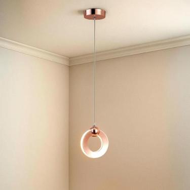 Imagem de Luminária De Acrílico Pendente Led Redondo Teto Sala Quarto Luz 3000K 