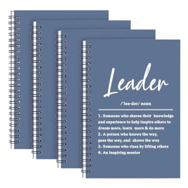 Imagem de WHLBHG Leader Gift Spiral Journal Leader Definition Gift Boss Appreciation 4 pçs caderno espiral forrado mentor presente Boss Journal Notebook para mulheres e homens (espiral, 4 peças, líder, azul