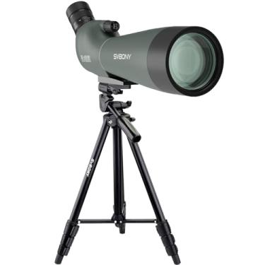 Imagem de SVBONY Mira SV28 de 20 a 60 x 80 cm com tripé de câmera SLR digital de 137 cm, liga de alumínio, mira portátil antiderrapante, ótica FMC HD, mira à prova d'água para observação de pássaros, observação