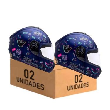Imagem de Capacete Infantil Azul Fly Young Hg Live Kit 2 Unidades, Azul, 52/52