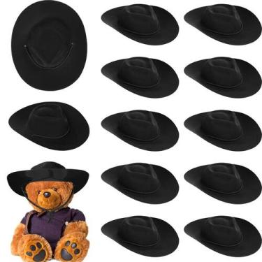 Imagem de Mini chapéus de cowboy Xtinmee para festa em plástico preto (12 unidad