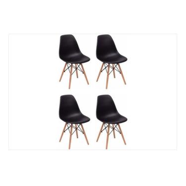Imagem de Conjunto 4 Cadeiras Charles Eames Eiffel Concha Fixa - PRETO