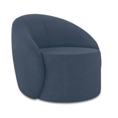 Imagem de Poltrona Decorativa Orgânica Giratória Lua Suede Azul Marinho D03 - D'Rossi