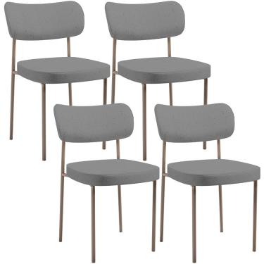 Imagem de Kit 04 Cadeiras Decorativa Estofada Para Sala de Jantar Melina Base Arena L02 Linho Cinza Escuro - Lyam Decor
