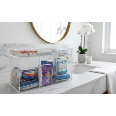 Imagem de Caixa Organizadora Remedio Medicamentos Em Acrilico 30x15x18 Primeiros