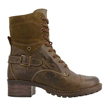 Imagem de Bigfanshu Botas femininas de cano curto com cadarço e cano baixo de inverno confortáveis quadradas com salto médio, Camelo, 39 M EU