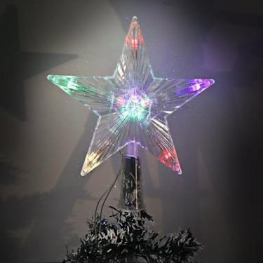 Imagem de Estrela Ponteira LED Colorida para Árvore de Natal, Decoração Natalina Luminosa
