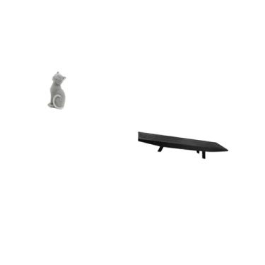 Imagem de Fenteer Escultura Elegante de Gato em Resina com Bandeja de Armazenamento de Madeira, Estatueta Decorativa Multiuso para Sala de Estar, Quarto, Mesa de Centro