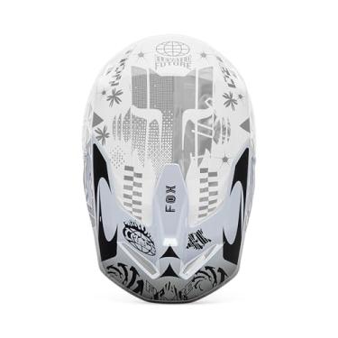 Imagem de Fox Racing Viseira de capacete masculina V1 Motocross Dirt Bike, Branco/Preto Imagem Cosmo, Grande