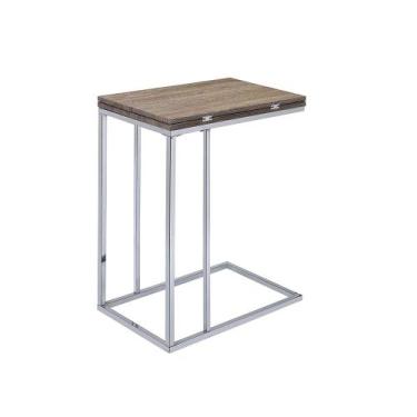 Imagem de Mesa de Acento Expandible Ergode Roble Envejecido y Cromo 30-46 cm