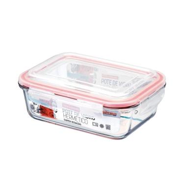 Imagem de Pote De Vidro Hermético Marmita Tampa Plástico Com Trava