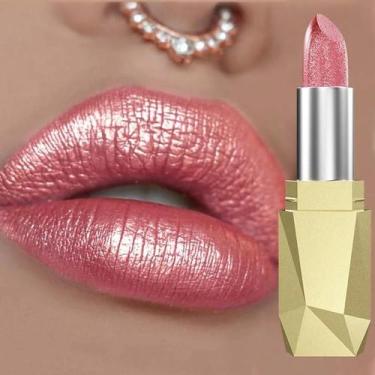 Imagem de Batom Metálico Rosa Vermelho - Brilho Intenso, Hidratante e de Longa D