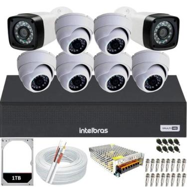 Imagem de Kit 8 Câmeras Segurança Full Hd 1080p Dvr Intelbras 8ch HD 1TB