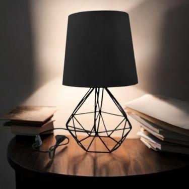 Imagem de Luminária de Mesa Moderna - Base Geométrica Rose Gold, Dourado e Preto - Iluminação para Quarto e Escritório(PRETO - PRETO)
