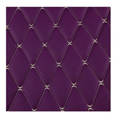Imagem de Tecido acolchoado de couro sintético de vinil PVC à prova d'água tecido de couro sintético acolchoado com ponto de diamante acolchoado forro de linho estofado para projetos DIY (roxo, 1,6 x 6 m)