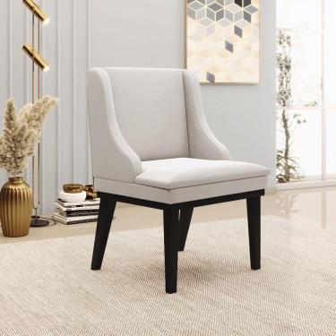 Imagem de Cadeira Decorativa Sala De Jantar Base Fixa De Madeira Firenze Veludo Cinza/preto G19 - Gran Belo