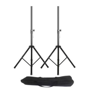 Imagem de 2 Pedestais Suportes Tripé P/Caixa De Som Regulável Portátil - Aj Som 