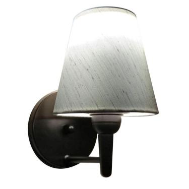 Imagem de Arandela Cone Md-2004 Base Preto Cúpula Em Tecido 14-14x07cm Linho Bege - Bivolt