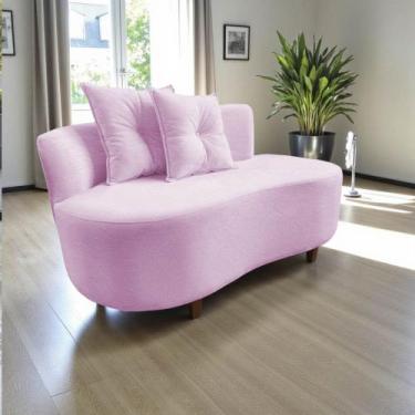 Imagem de Namoradeira Sofá Feijão Suria Orgânica Couro Rosa Bebê - Mansão Decor