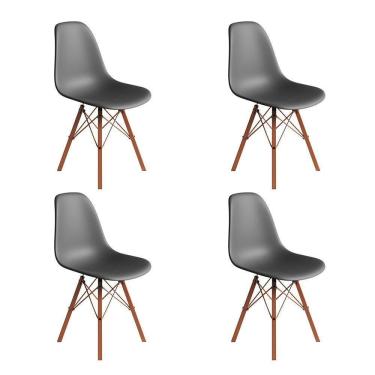 Imagem de Conjunto 4 Cadeiras Eames Estilo Moderno Em Ferro Cobre Com Assento Cinza