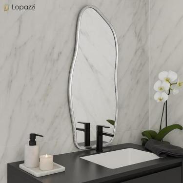 Imagem de Espelho Orgânico 90x40cm Moldura em Alumínio Corpo Inteiro Grande Magn